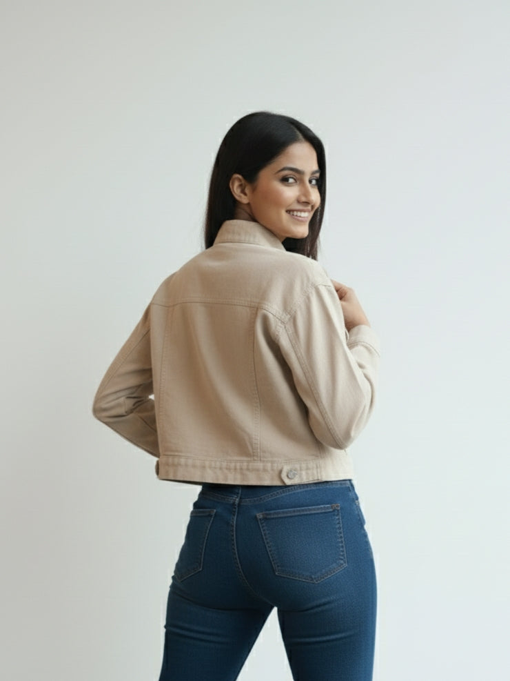 Women’s Stylish Denim Jacket | Cropped Fit | Premium Cotton Denim | Casual Wear