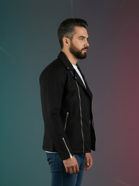 Men’s Black Stylish Casual Zipper Jacket
