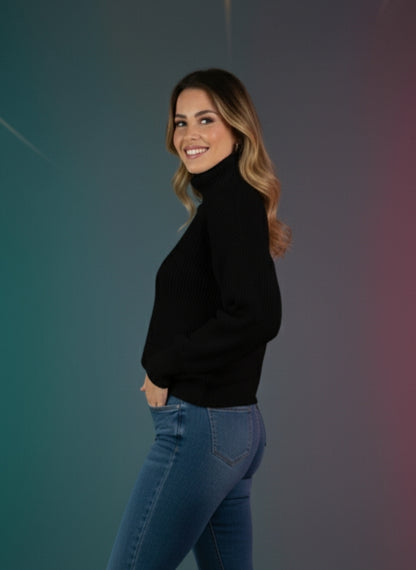 Women's White High Neck Winter Sweater | Cozy Knitted Turtleneck Pullover | Soft Warm Stylish Winter Wear