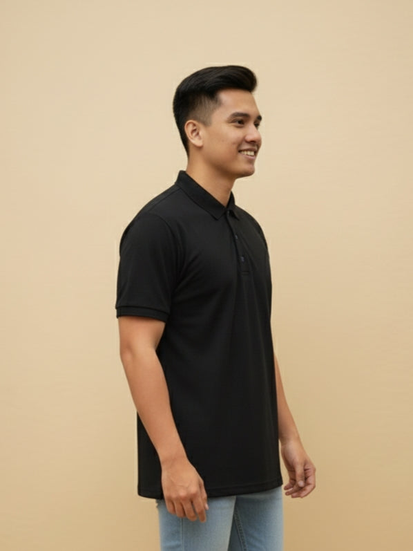 Men's Black Polo T-Shirt – Premium Cotton Blend, Comfortable & Stylish Casual Wear