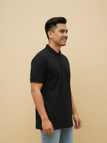 Men's Black Polo T-Shirt – Premium Cotton Blend, Comfortable & Stylish Casual Wear