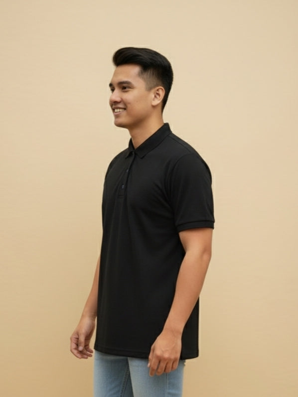 Men's Black Polo T-Shirt – Premium Cotton Blend, Comfortable & Stylish Casual Wear