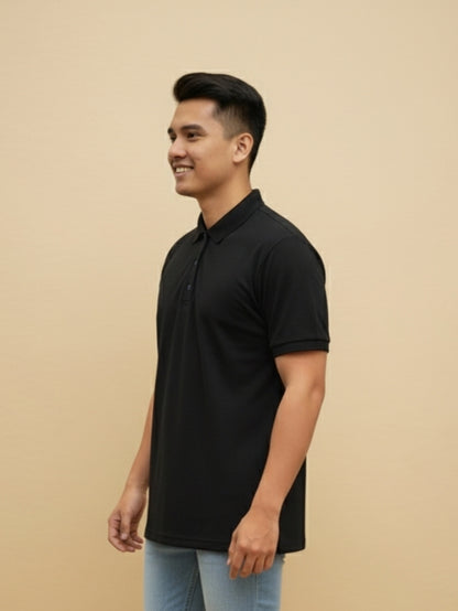 Men's Black Polo T-Shirt – Premium Cotton Blend, Comfortable & Stylish Casual Wear