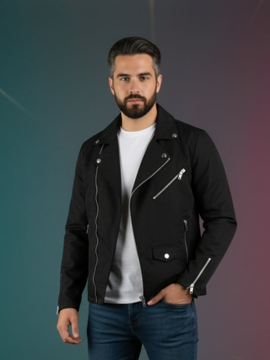 Men’s Black Stylish Casual Zipper Jacket
