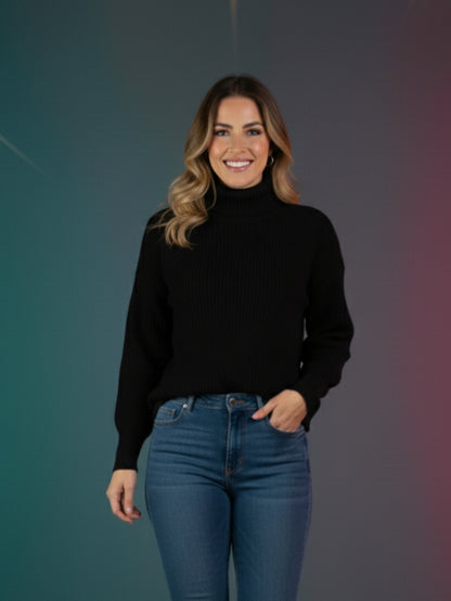 Women's White High Neck Winter Sweater | Cozy Knitted Turtleneck Pullover | Soft Warm Stylish Winter Wear