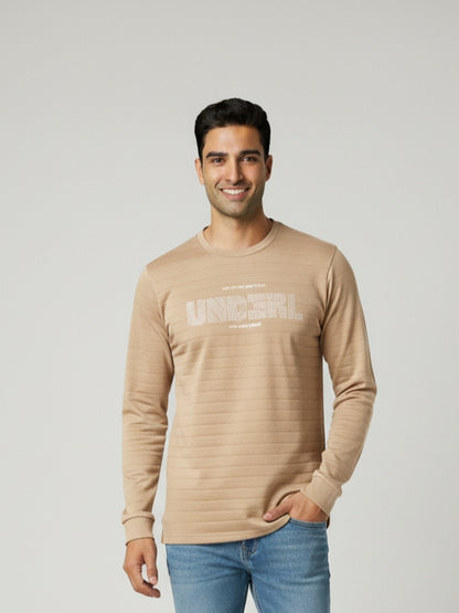 Men's Olive Green Full Sleeve T-Shirt – Stylish Round Neck Cotton Blend Casual Wear