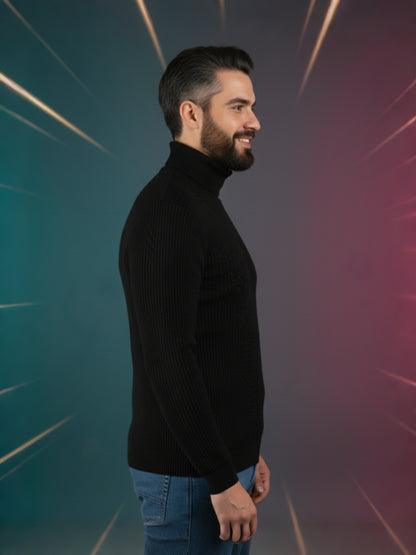 Men’s Premium High-Neck Winter Sweater | Soft Wool Ribbed Pullover | Warm & Stylish Winterwear