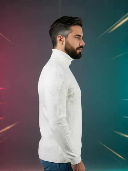 Men’s Premium High-Neck Winter Sweater | Soft Wool Ribbed Pullover | Warm & Stylish Winterwear