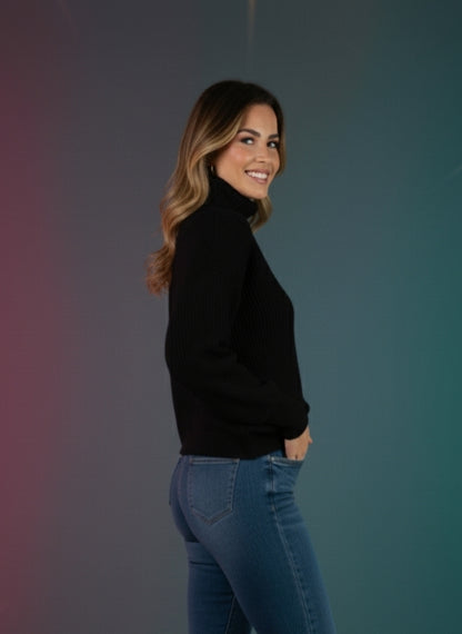 Women's White High Neck Winter Sweater | Cozy Knitted Turtleneck Pullover | Soft Warm Stylish Winter Wear