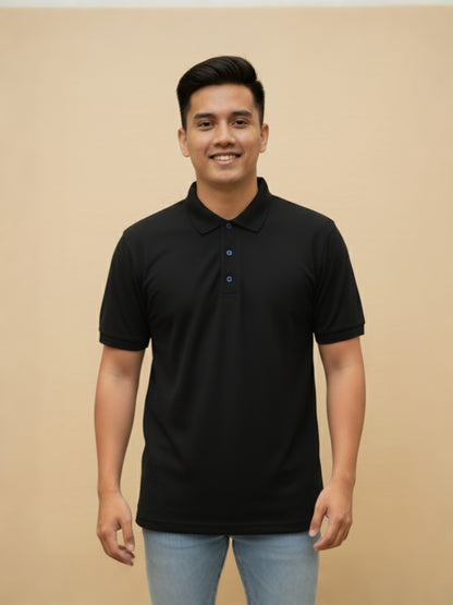 Men's Black Polo T-Shirt – Premium Cotton Blend, Comfortable & Stylish Casual Wear
