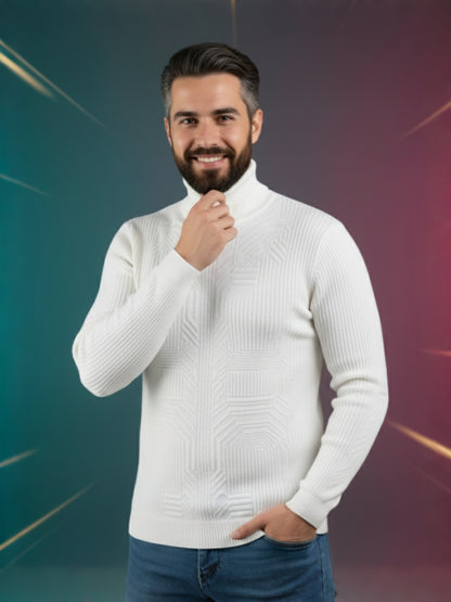 Men’s Premium High-Neck Winter Sweater | Soft Wool Ribbed Pullover | Warm & Stylish Winterwear