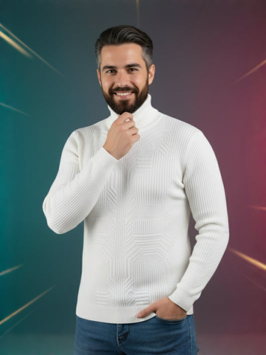 Men’s Premium High-Neck Winter Sweater | Soft Wool Ribbed Pullover | Warm & Stylish Winterwear